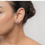 Load image into Gallery viewer, Grey Pearl Studs- 8.5 MM