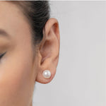 Load image into Gallery viewer, White Pearl Studs- 8 MM