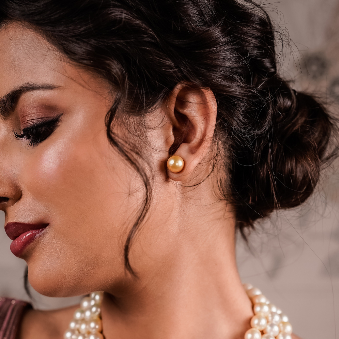 GOLDEN SEA PEARL STUDS