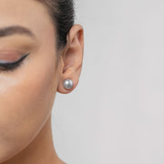 Grey Pearl Studs- 8.5 MM