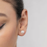 White Pearl Studs- 8 MM